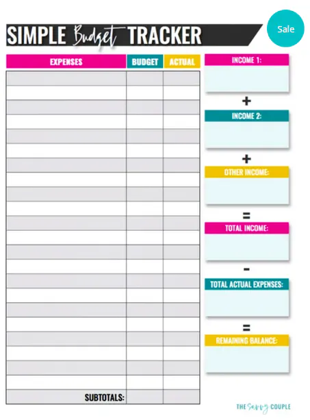 simple monthly budget template